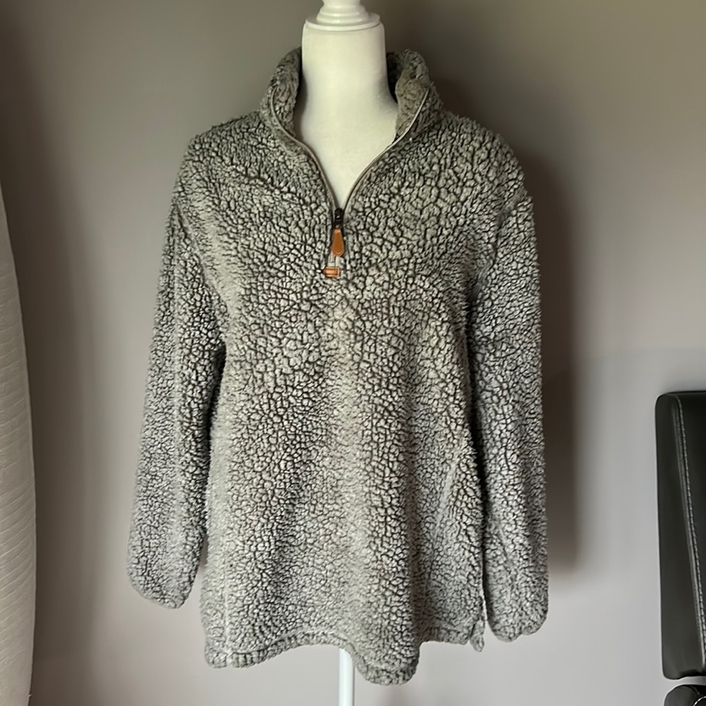 Nordic Fleece Women’s Grey Oversized The Victoria Sherpa Pullover Jacket
